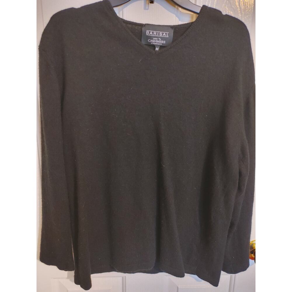 Barisal Cashmere Sweater Medium Black V-neck Pullover